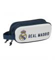 Safta Real Madrid Estuche Portatodo 3D - 2 Compartimentos - Asa de Mano - 21x8x6cm - Color Blanco/Negro
