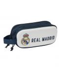 Safta Real Madrid Estuche Portatodo 3D - 2 Compartimentos - Asa de Mano - 21x8x6cm - Color Blanco/Negro