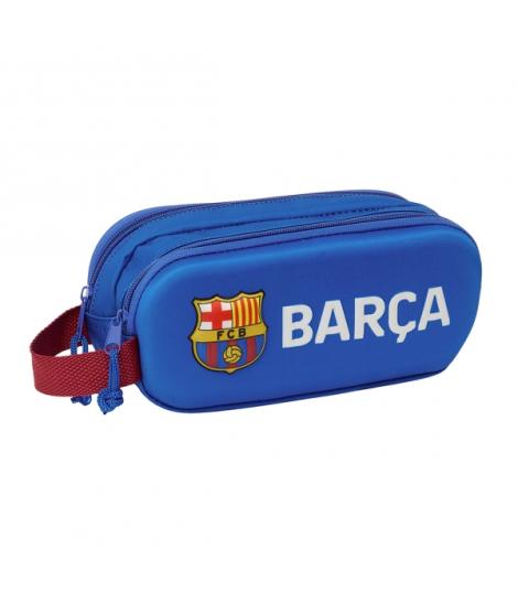 Safta F.C. Barcelona Estuche Portatodo 3D - 2 Compartimentos - Asa de Mano - 21x8x6cm - Color Azul