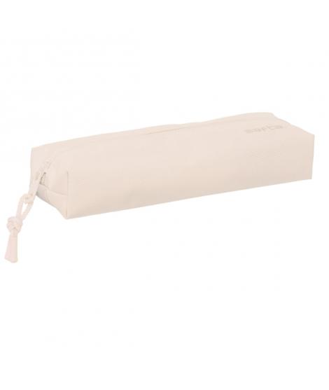 Safta Estuche Portatodo de 22cm - 1 Compartimento - Rectangular - Goma Elastica Trasera - 22x4x7cm - Color Beige