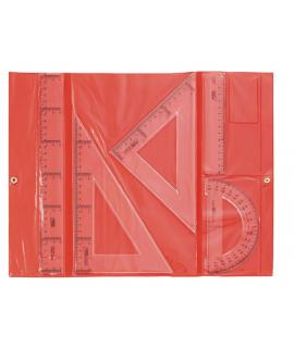 Safta Pack de 5 Reglas de Dibujo - Estuche Plastico con Broche - 10 Unidades - 32x17.5cm - Color Rojo y Azul