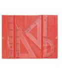 Safta Pack de 5 Reglas de Dibujo - Estuche Plastico con Broche - 10 Unidades - 32x17.5cm - Color Rojo y Azul