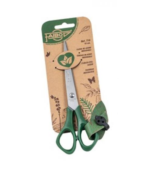 Faibo Tijeras de Oficina 16cm - Acero Inoxidable - Punta Roma - Color Verde Oscuro