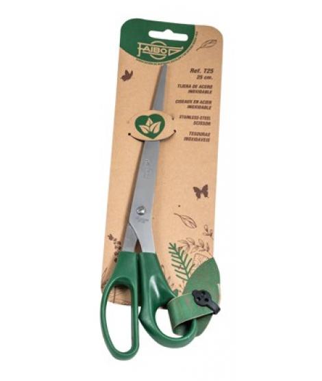 Faibo Tijeras de Oficina 25cm - Acero Inoxidable - Empuñadura Ergonomica - Punta Roma - Color Verde Oscuro