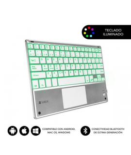 Subblim Teclado Retroiluminado Ultrafino SMART BT - TouchPad - Iluminación Hasta 7 Colores Ajustables - Bluetooth 3.0 - Autonomi