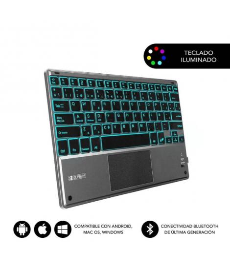 Subblim Teclado Retroiluminado Ultrafino SMART BT - TouchPad - Iluminación Hasta 7 Colores Ajustables - Bluetooth 3.0 - Autonomi