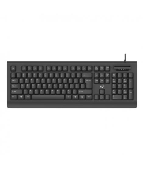 Ewent EW3286 Teclado USB con Lector Inteligente de Tipo PC/SC 2.0 como DNIe o Tarjeta Sanitaria Española - Idioma Español - Colo