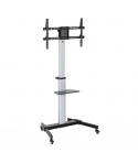 Ewent EW1583 Soporte de Suelo para TV de 37 a 86" - Bandeja Multiusos - Peso Max. 50kg - Altura, Inclinacion y Rotacion Ajustabl
