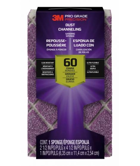 3M Pro Grade Precision Taco de Lija - Grano 60 Grueso - Canalizacion de Polvo - 6.35x11.4x2.54cm - Color Morado