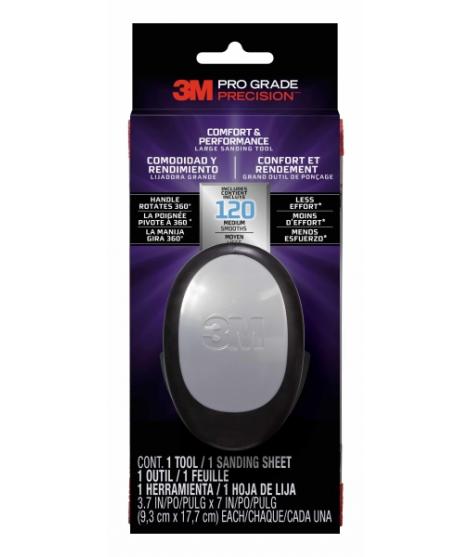3M Pro Grade Precision Comfort & Performance Herramienta Manual de Lijado - Formato Grande - 9.3x17.7cm - Color Negro/Gris