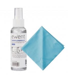 Ewent Kit Spray Limpiador Pantallas 100ml + Paño Microfibra