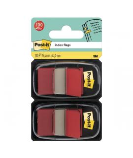 Post-It Index Pack de 2 Dispensadores con 50 Marcadores de Indice Reposicionables - Forma Rectangular - Color Rojo