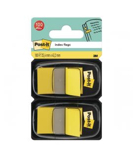 Post-It Index Pack de 2 Dispensadores con 50 Marcadores de Indice Reposicionables - Forma Rectangular - Color Amarillo Claro
