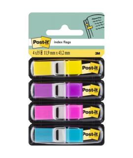 Post-It Index Pack de 4 Dispensadores con 35 Marcadores de Indice Reposicionables - Forma Rectangular - Colores Surtidos