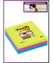 Post-It Super Sticky Pack de 3 Blocs de 70 Notas Adhesivas Reposicionables - 101x101mm - 100% PEFC - Colores Surtidos