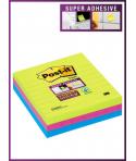 Post-It Super Sticky Pack de 3 Blocs de 70 Notas Adhesivas Reposicionables - 101x101mm - 100% PEFC - Colores Surtidos