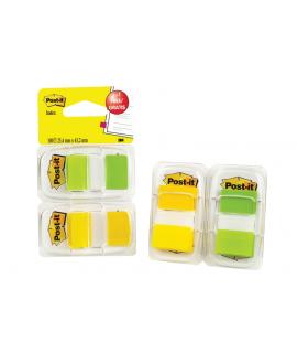 Post-It Index Pack de 2 Dispensadores con 50 Marcadores de Indice Reposicionables - Forma Rectangular - Color Verde