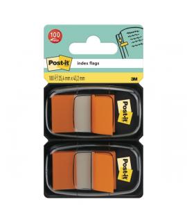 Post-It Index Pack de 2 Dispensadores con 50 Marcadores de Indice Reposicionables - Forma Rectangular - Color Naranja