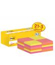 Post-It Pack de 24 Blocs de 100 Notas Adhesivas Reposicionables - Forma Cuadrada - 76x76mm - Colores Surtidos