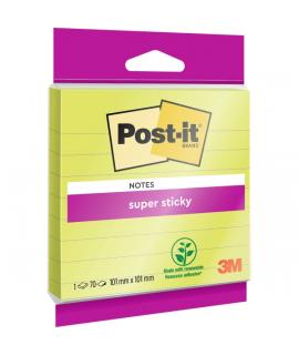Post-It Super Sticky Pack de Hojas/Bloc, 1 Bloc de 70 Bloc de 70 Notas Grandes Adhesivas Reposicionables - con Lineas - 101x101m