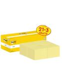 Post-It Pack de 24 Blocs de 100 Notas Adhesivas Reposicionables - Forma Cuadrada - 76x76mm - Color Amarillo Claro