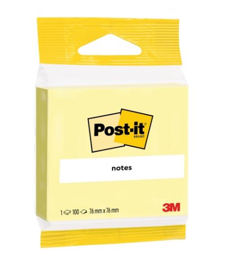 Post-It Bloc de 100 Notas Adhesivas Reposicionables - Forma Cuadrada - 76x76mm - Color Amarillo Claro