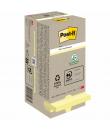 Post-It Pack de 16 Blocs de 100 Notas Adhesivas Recicladas - Forma Cuadrada - 76x76mm - Color Amarillo Claro