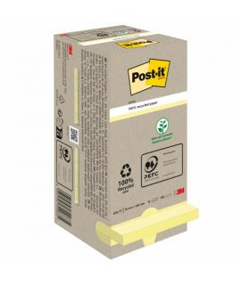 Post-It Pack de 16 Blocs de 100 Notas Adhesivas Recicladas - Forma Cuadrada - 76x76mm - Color Amarillo Claro