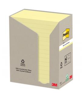 Post-It Pack de 16 Blocs de 100 Notas Adhesivas Recicladas - Forma Rectangular - 76x127mm - Color Amarillo Claro