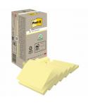 Post-It Pack de 16 Blocs de 100 Z-Notas Adhesivas Recicladas - Forma Cuadrada - 76x76mm - Color Amarillo Claro