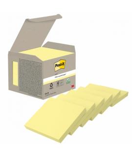 Post-It Pack de 6 Blocs de 100 Notas Adhesivas Recicladas - Forma Cuadrada - 76x76mm - Color Amarillo Claro