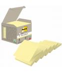 Post-It Pack de 6 Blocs de 100 Z-Notas Adhesivas Recicladas - Forma Cuadrada - 76x76mm - Color Amarillo Claro