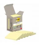 Post-It Pack de 6 Blocs de 100 Notas Adhesivas Recicladas - Forma Rectangular - 51x38mm - Color Amarillo Claro