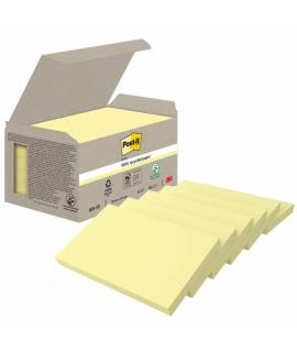 Post-It Pack de 6 Blocs de 100 Notas Adhesivas Recicladas - Forma Rectangular - 76x127mm - Color Amarillo Claro