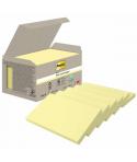 Post-It Pack de 6 Blocs de 100 Notas Adhesivas Recicladas - Forma Rectangular - 76x127mm - Color Amarillo Claro