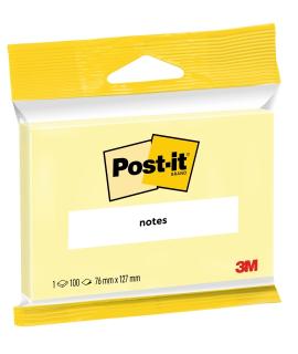Post-It Bloc de 100 Notas Adhesivas Reposicionables - 76x127mm - 100% PEFC - Color Amarillo Claro