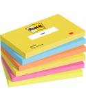 Post-It Pack de 6 Blocs de 100 Notas Adhesivas Reposicionables - Forma Rectangular - 76x127mm - Colores Surtidos