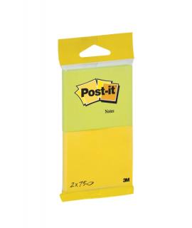 Post-It Pack de 2 Blocs de 75 Notas Adhesivas Reposicionables - Forma Rectangular - 635x762mm - Colores Surtidos