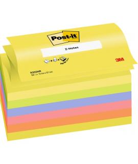 Post-It Pack de 6 Blocs de 100 Z-Notas Adhesivas Reposicionables - Forma Rectangular - 76x127mm - Colores Surtidos