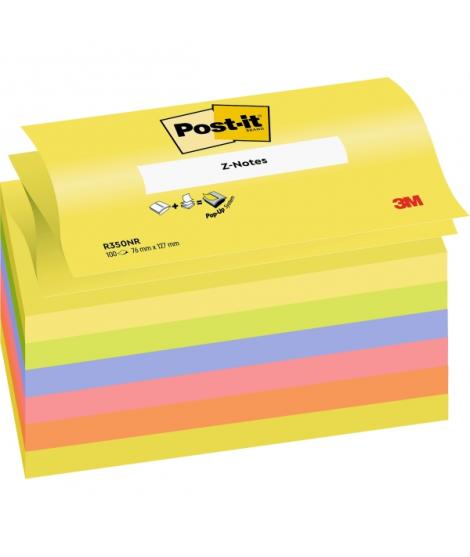 Post-It Pack de 6 Blocs de 100 Z-Notas Adhesivas Reposicionables - Forma Rectangular - 76x127mm - Colores Surtidos
