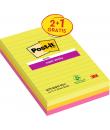 Post-It Super Sticky Pack de 3 Blocs de 75 Notas Adhesivas Reposicionables - Forma Rectangular - 101x152mm - Colores Surtidos