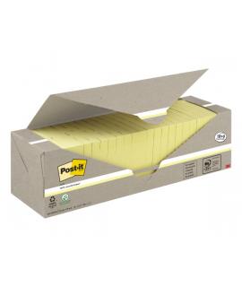 Post-It Pack de 24 Blocs de 100 Notas Adhesivas Recicladas - Forma Cuadrada - 76x76mm - Color Amarillo Claro