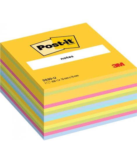 Post-It Cubo de 450 Notas Adhesivas Reposicionables - Forma Cuadrada - 76x76mm - Colores Surtidos