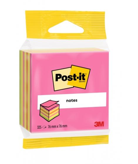 Post-It Cubo de 325 Notas Adhesivas Reposicionables - Forma Cuadrada - 76x76mm - Colores Surtidos