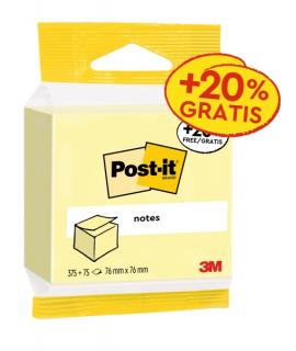 Post-It Bloc de 450 Notas Adhesivas Reposicionables - 76x76mm - 100% PEFC - Color Amarillo Claro