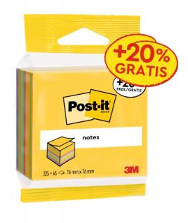 Post-It Cubo de 390 Notas Adhesivas Reposicionables - Forma Cuadrada - 76x76mm - Colores Surtidos