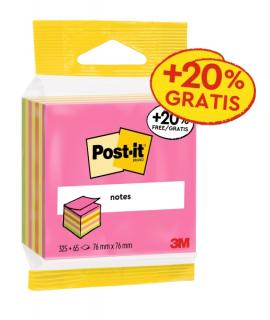 Post-It Cubo de 400 Notas Adhesivas Reposicionables - Forma Cuadrada - 76x76mm - Colores Surtidos