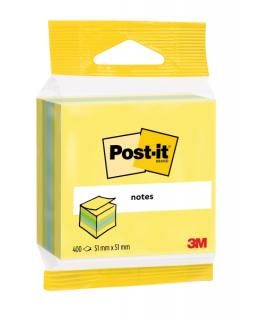 Post-It Cubo de 400 Notas Adhesivas Reposicionables - Forma Rectangular - 51x51mm - Colores Surtidos