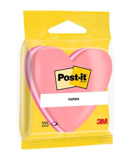 Post-It Bloc de 225 Notas Adhesivas Reposicionables - Forma Corazon - 70x70mm - Color Rosa