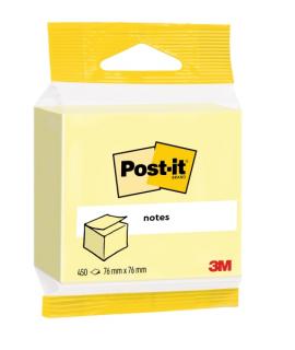 Post-It Cubo de 450 Notas Adhesivas Reposicionables - Forma Cuadrada - 76x76mm - Color Amarillo Claro